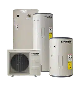SANCO2 heat pump and hot water storage tanks